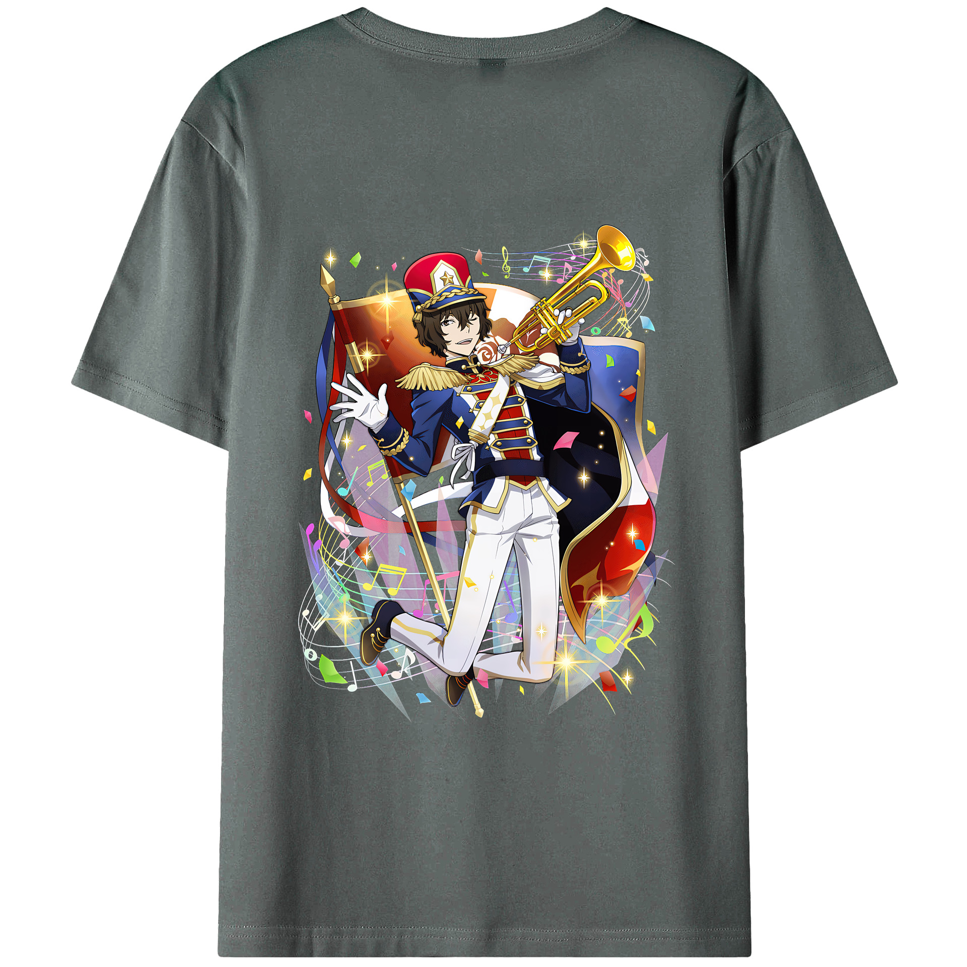 （画像用） 文豪ストレイドッグス Bungo Stray Dogs 綿100％ メンズ半袖Tシャツ（バックプリント） 通気性